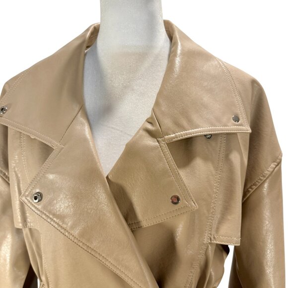 Beige Faux Leather Utility Jacket – Noize Size M - Picture 2 of 7